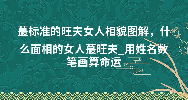 最标准的旺夫女人相貌图解,什么面相的女人最旺夫_用姓名数笔画算命运