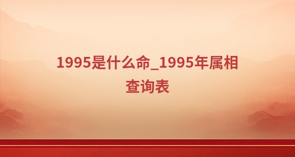 1995是什么命_1995年属相查询表