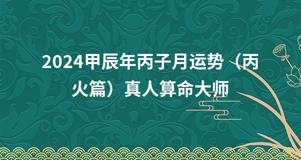 2024甲辰年丙子月运势（丙火篇）真人算命大师