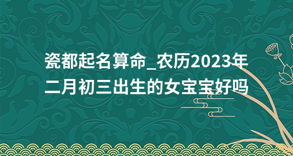 瓷都起名算命_农历2023年二月初三出生的女宝宝好吗,五行旺缺查询