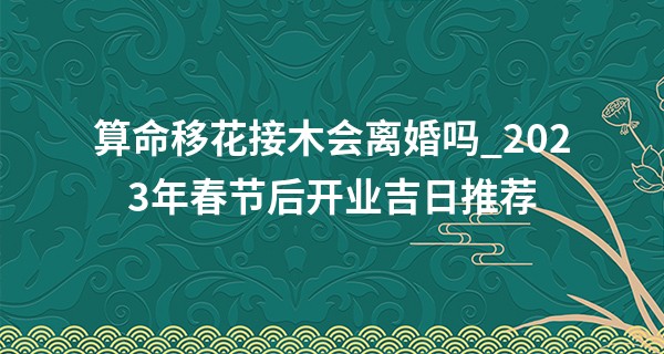 算命移花接木会离婚吗_2023年春节后开业吉日推荐 哪几天适合开张