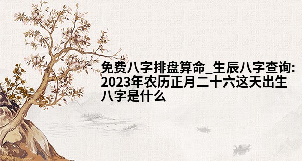 免费八字排盘算命_生辰八字查询:2023年农历正月二十六这天出生八字是什么