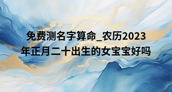 免费测名字算命_农历2023年正月二十出生的女宝宝好吗,五行旺缺查询