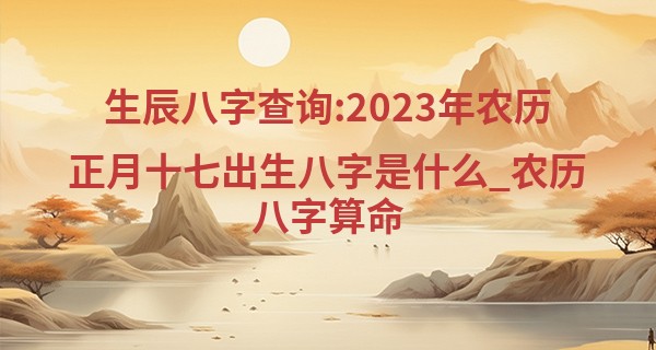 生辰八字查询:2023年农历正月十七出生八字是什么_农历八字算命