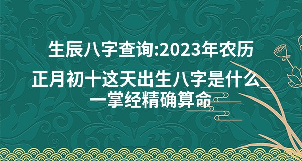 生辰八字查询:2023年农历正月初十这天出生八字是什么_一掌经精确算命