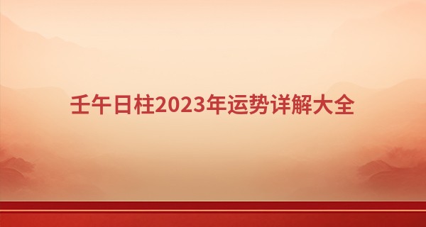 壬午日柱2023年运势详解大全 财运收入乐观_上海哪里有比较准的算命大师