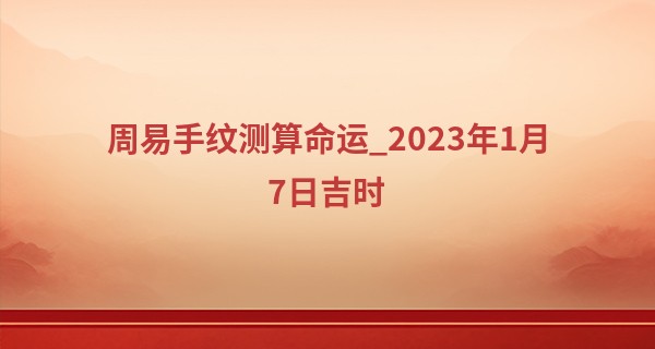 周易手纹测算命运_2023年1月7日吉时 哪个时辰最吉利