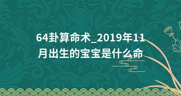 64卦算命术_2019年11月出生的宝宝是什么命 聪慧机灵大有成就