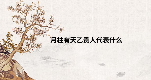 月柱有天乙贵人代表什么,月柱过了35岁还有用吗