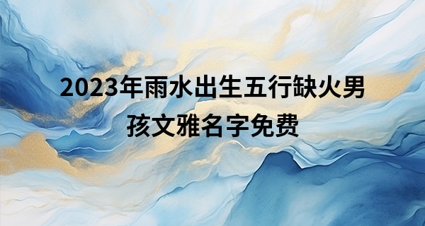 2023年雨水出生五行缺火男孩文雅名字免费