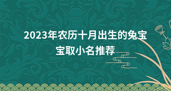2023年农历十月出生的兔宝宝取小名推荐