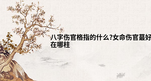 八字伤官格指的什么?女命伤官最好在哪柱