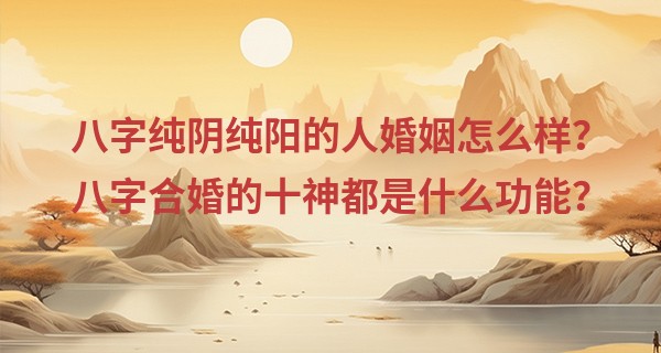 八字纯阴纯阳的人婚姻怎么样？八字合婚的十神都是什么功能？