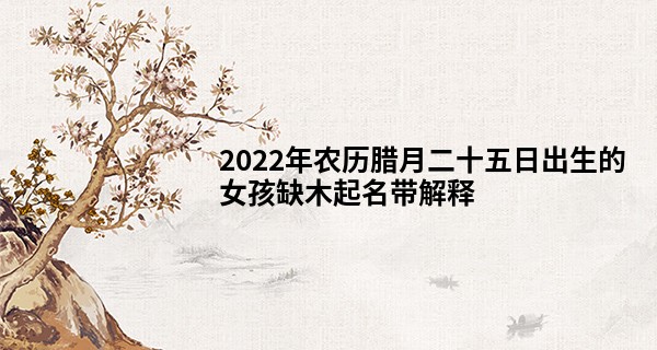 2022年农历腊月二十五日出生的女孩缺木起名带解释