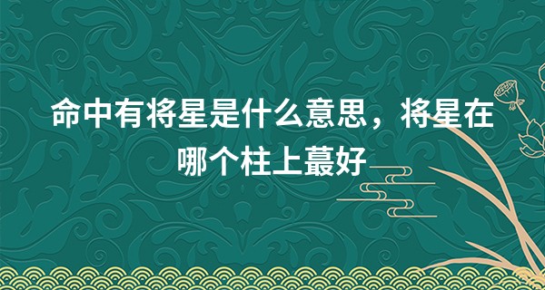 命中有将星是什么意思,将星在哪个柱上最好